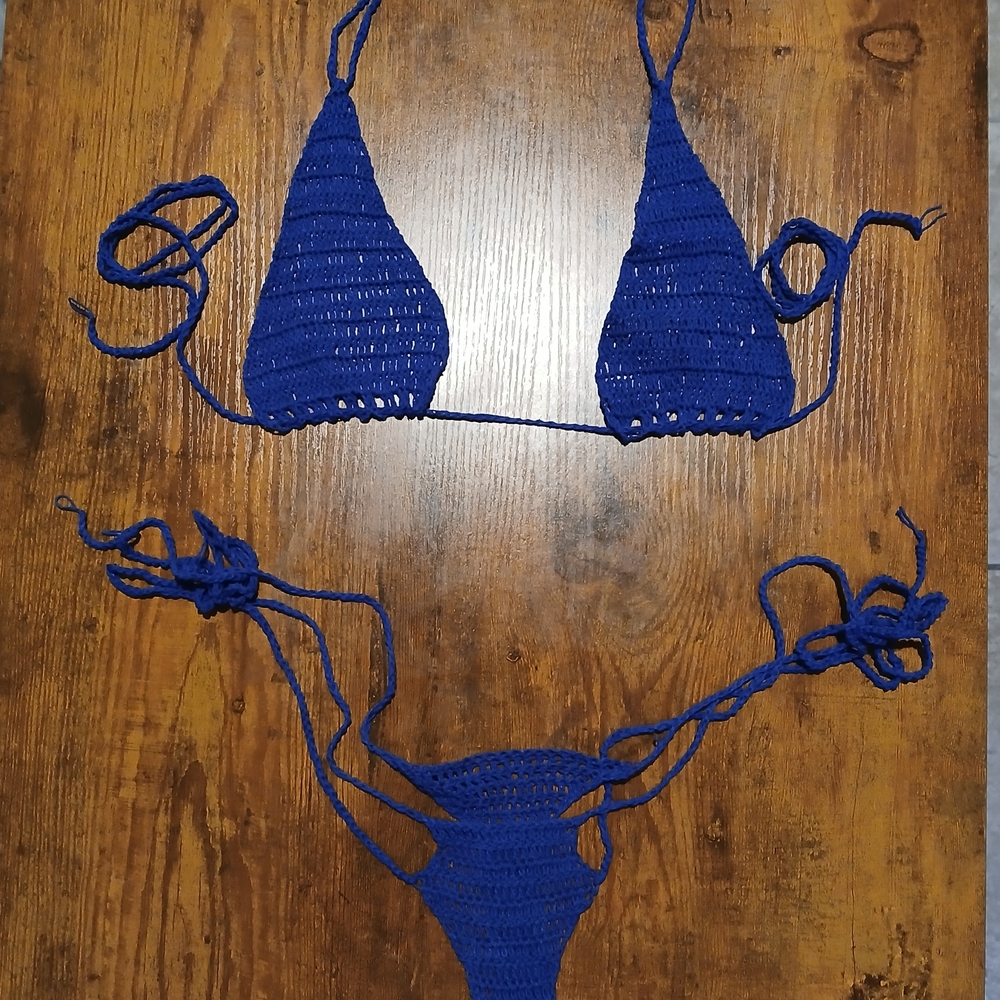 Blue Crochet Bikini Set